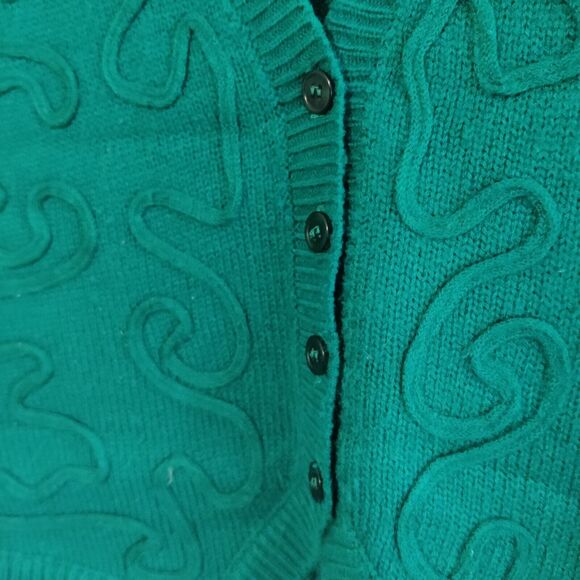 Karen Scott Petites Wool Blend Button Down Sweater Cardigan Womens Size PS Green - Picture 5 of 6